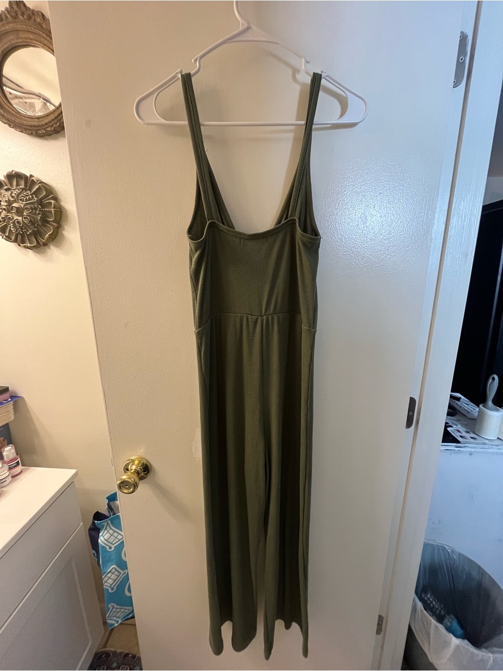 Olive Green Wide-Leg Jumpsuit - Picture 3 of 4